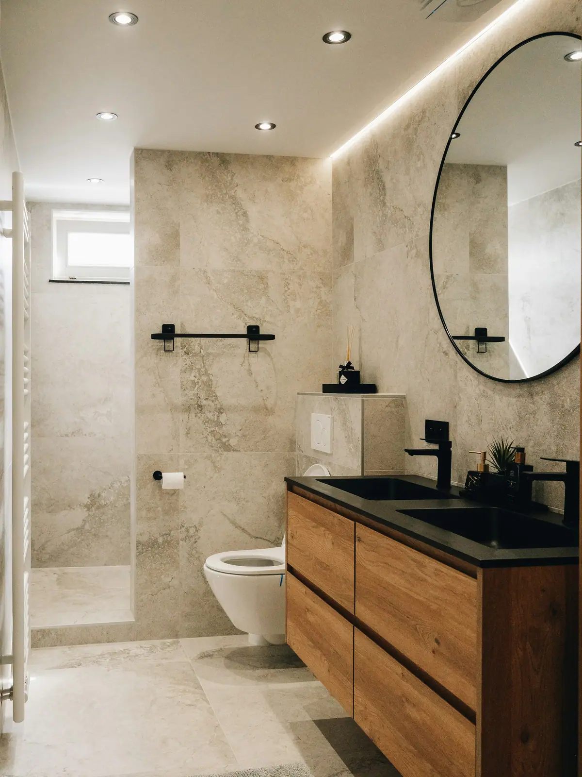 Traverten seramikli banyo
